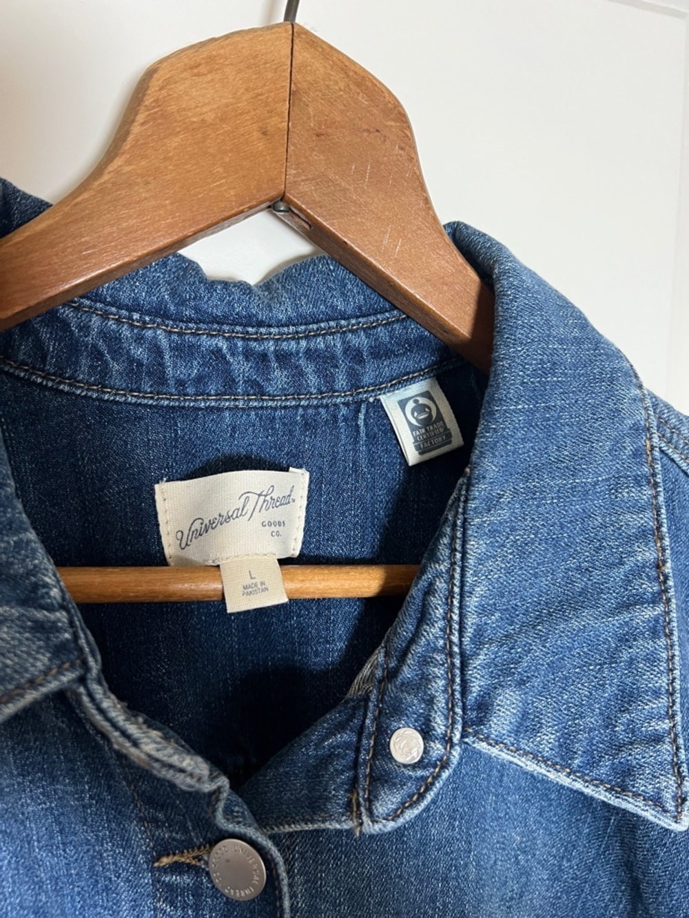 Universal Thread Denim Short Sleeve Button-Front Shirt Dress Large - Picture 3 of 6
